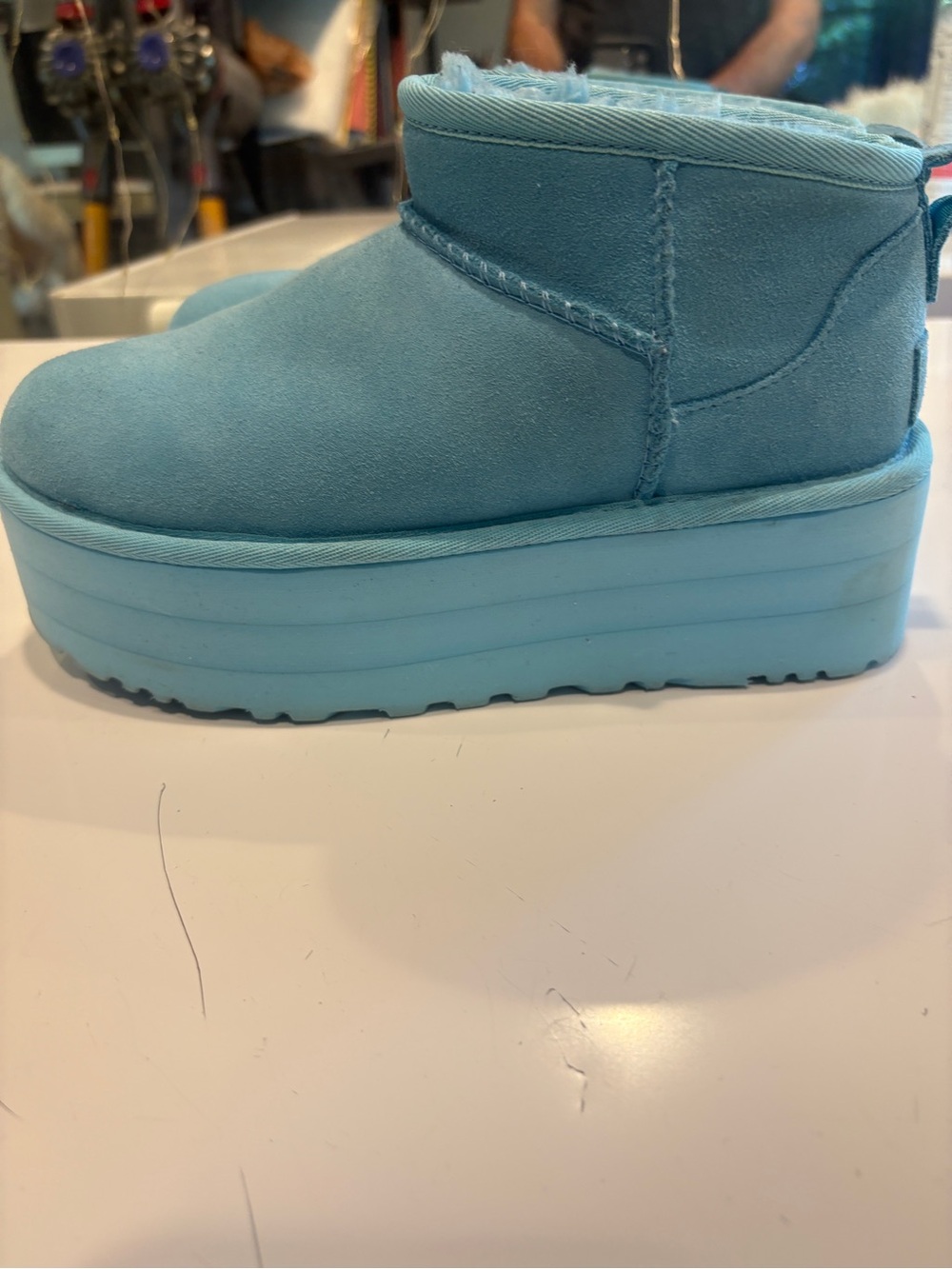 UGG Light Blue Platform Shearling Ankle Boot